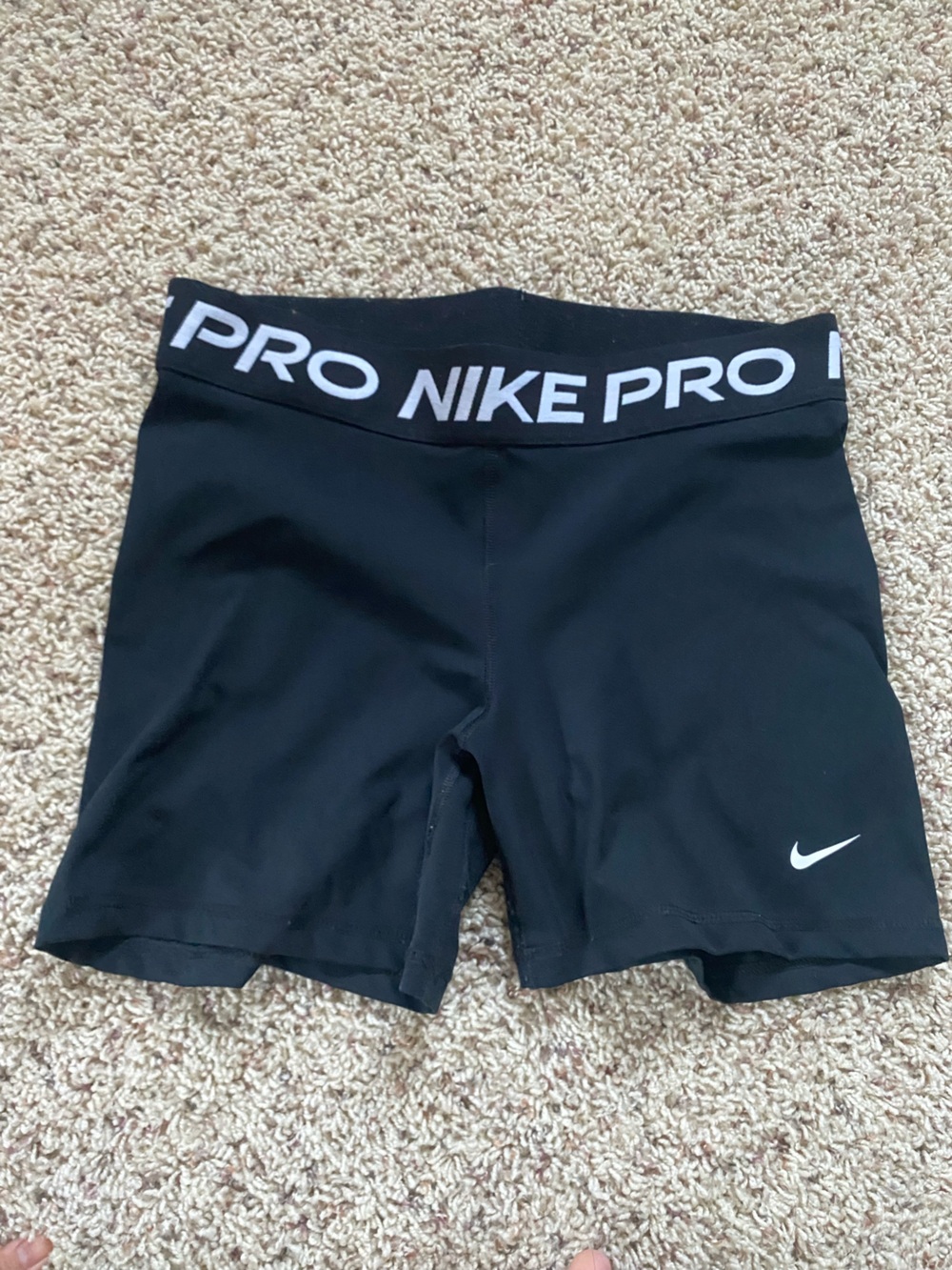Nike Pro Black Women's Compression Shorts with White Logo